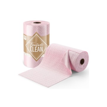 Çok Amaçlı Rulo Mikrofiber Temizlik Bezi 30x40 50 Yapraklı Desenli Pembe