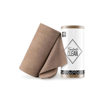 Çok Amaçlı Rulo Mikrofiber Temizlik Bezi 30x30 40 Yapraklı Kahverengi