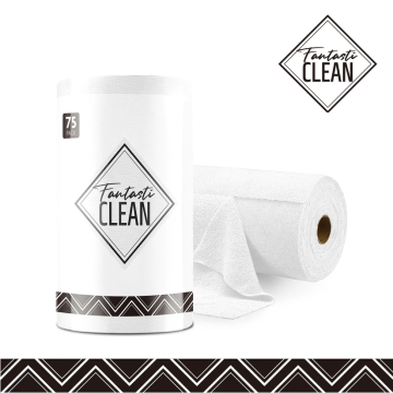 Çok Amaçlı Rulo Mikrofiber Temizlik Bezi 30x30 75 Yapraklı Beyaz