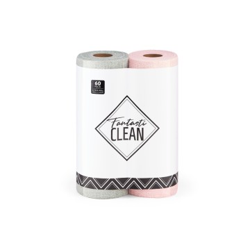 Çok Amaçlı Rulo Mikrofiber Temizlik Bezi 30x30 60 Yapraklı Gri - Pembe(2x30’lu Paket)